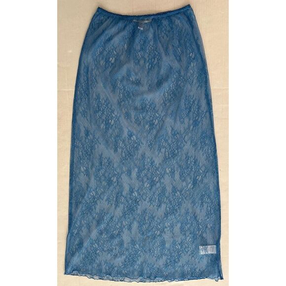 Urban Outfitters Women Sz Small Blue Mesh Lace Maxi Skirt Cover Up - Picture 1 of 10